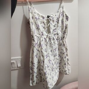 Divided White and Purple Floral Top